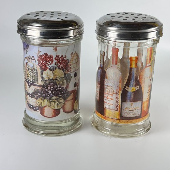 Vtg Spice Seasoning Grated Cheese Shakers Retro Dispenser Multi Purpose Graphics - Picture 2 of 12